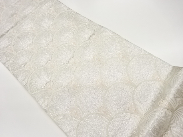 青海波に抽象花模様織出し袋帯